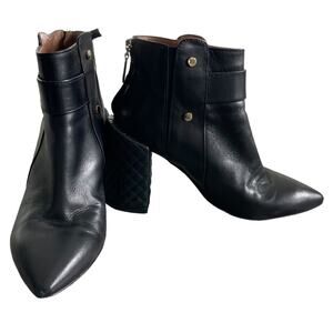 BCBGMaxazria Jarod Quilted Moto Heeled Ankle Boot Black Leather Size 6